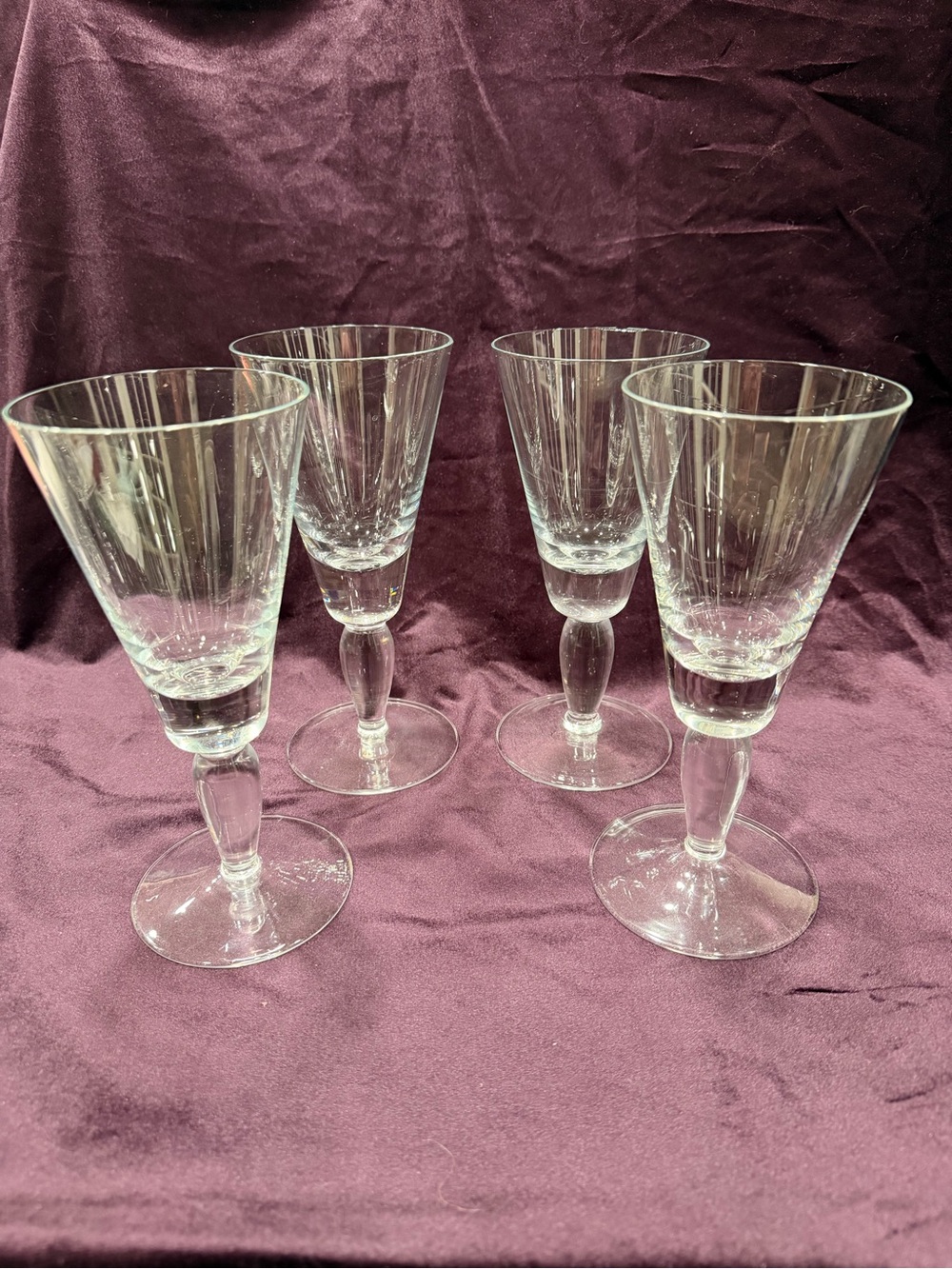 Vintage Saint-Louis Crystal Cerdagne Wine Goblets Set of 3 + 1 Bonus Glass